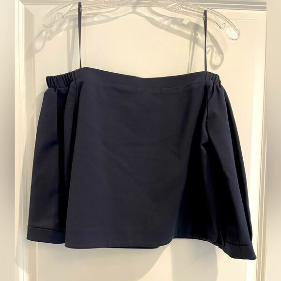 NWT TIBI Agathe off the shoulder top navy Sz. 8 - Picture 1 of 4